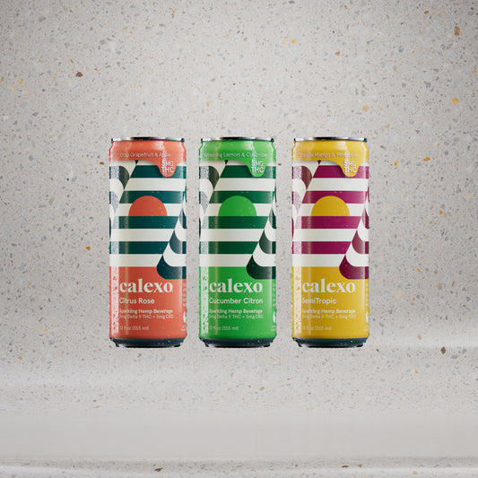 Calexo Sparkling Hemp Beverage Sampler 12 oz. (Infused 5mg THC + 5mg CBD)