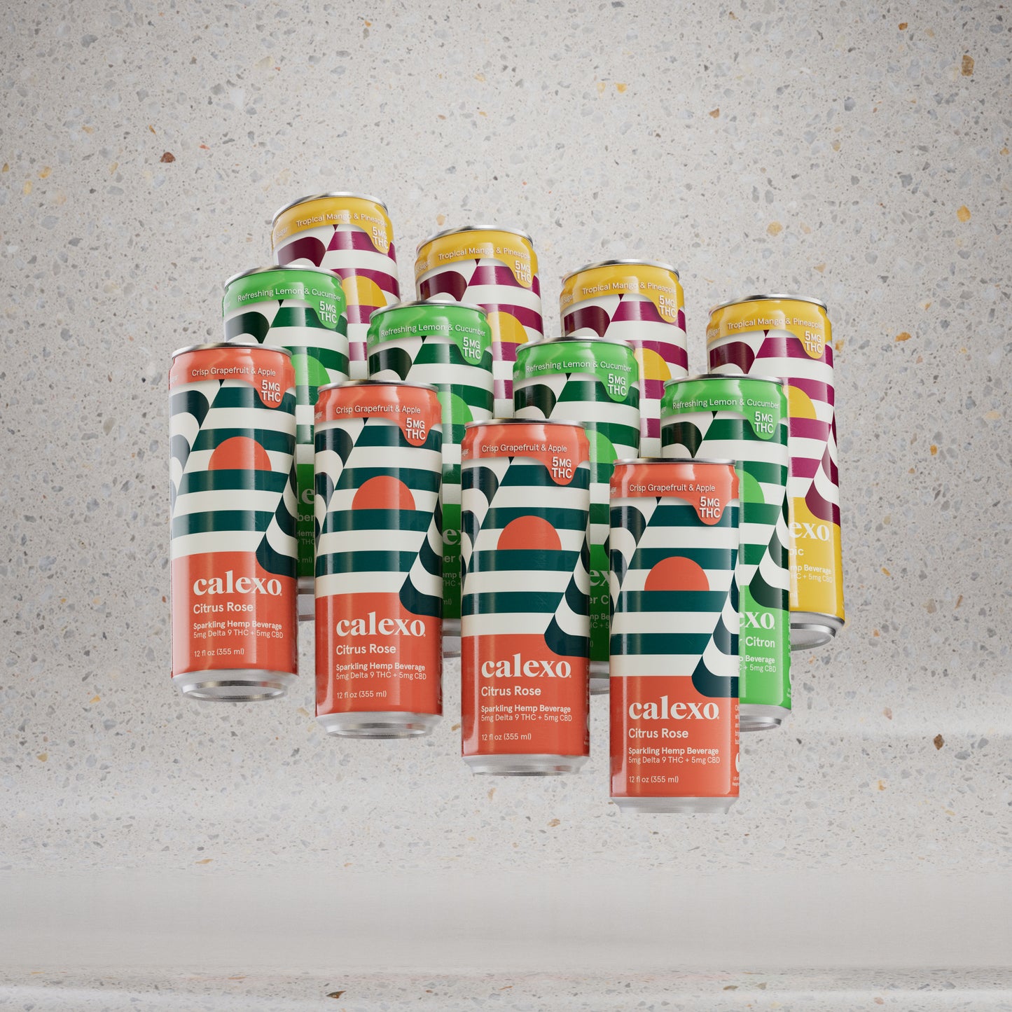 Calexo Sparkling Hemp Beverage Sampler 12 oz. (Infused 5mg THC + 5mg CBD)