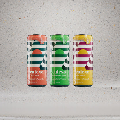 Calexo Sparkling Hemp Beverage Sampler 12 oz. (Infused 5mg THC + 5mg CBD)