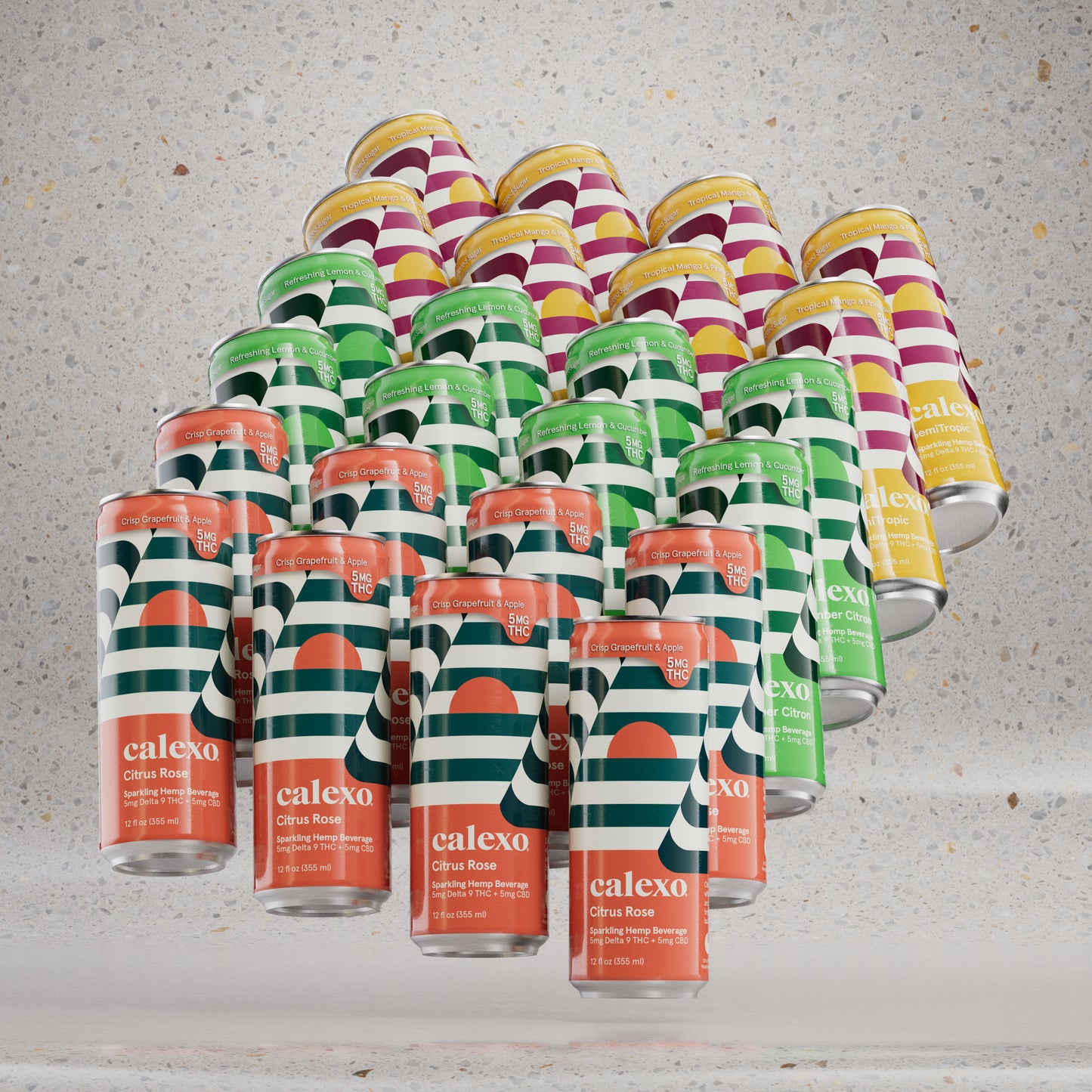 Calexo Sparkling Hemp Beverage Sampler 12 oz. (Infused 5mg THC + 5mg CBD)