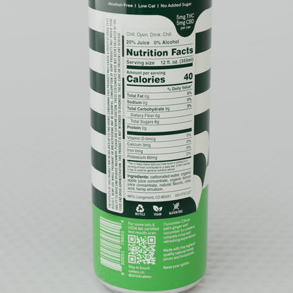 Cucumber Citron 12oz. Sparkling Hemp Beverage (Infused 5mg THC + 5mg CBD)