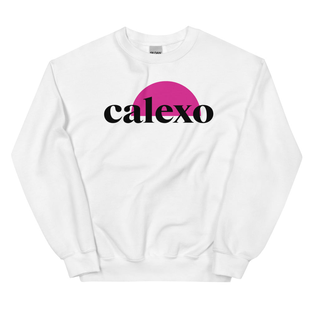 White with Fuchsia Calexo Logo Sweatshirt