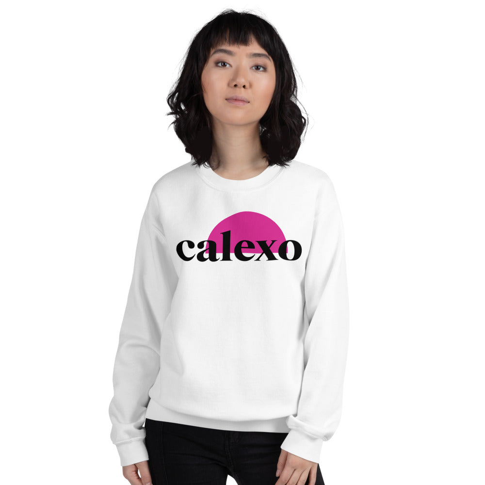 White with Fuchsia Calexo Logo Sweatshirt