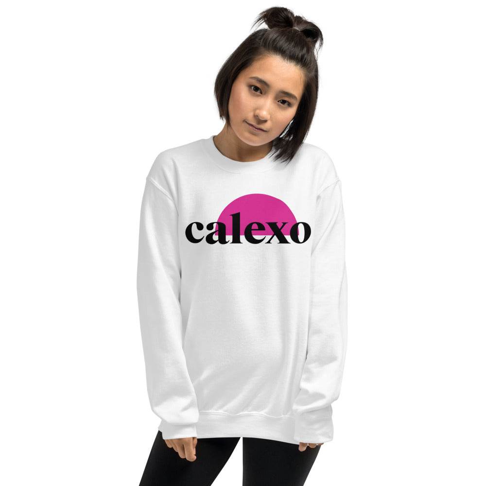 White with Fuchsia Calexo Logo Sweatshirt