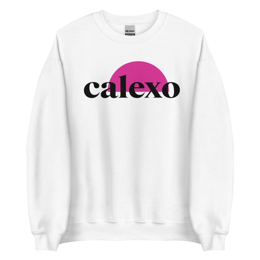 White with Fuchsia Calexo Logo Sweatshirt